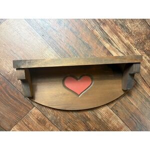 Vintage Wooden Wall Shelf Heart Primitive Country Farmhouse Cottage